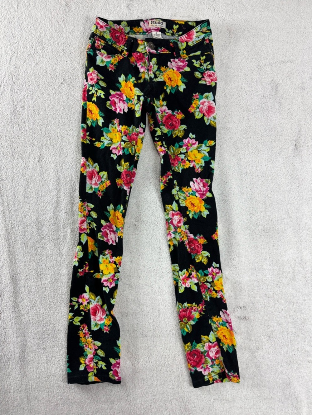 Mudd Women's Junior Black Floral Skinny Jeans Size 0